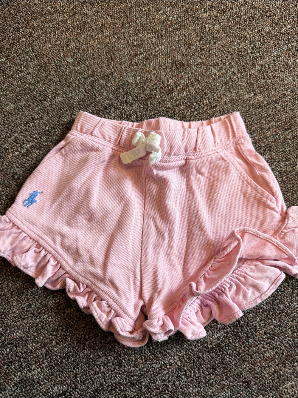Ralph Lauren baby girl Pink Ruffle-Hem Girls' Shorts with Drawstring 6m